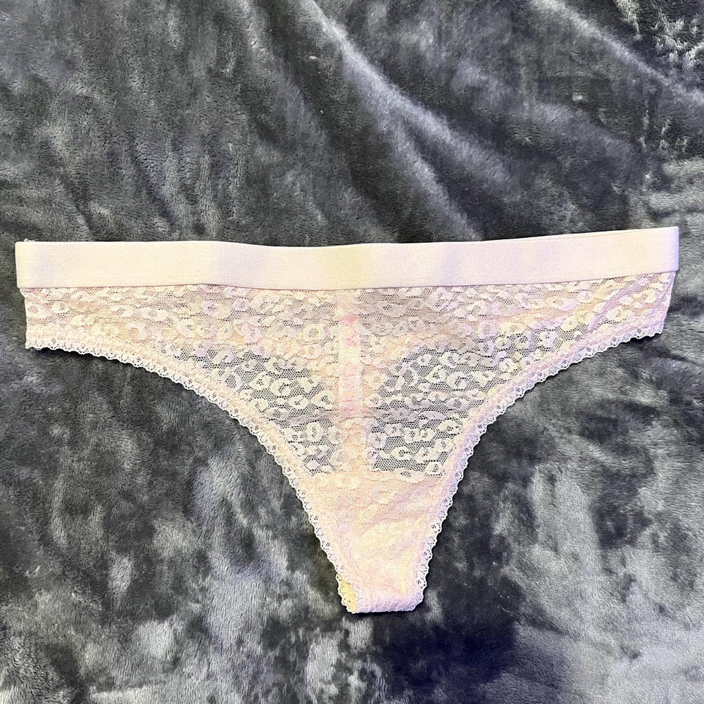 Victoria’s Secret Shimmer Cheetah Print Pink Thong
